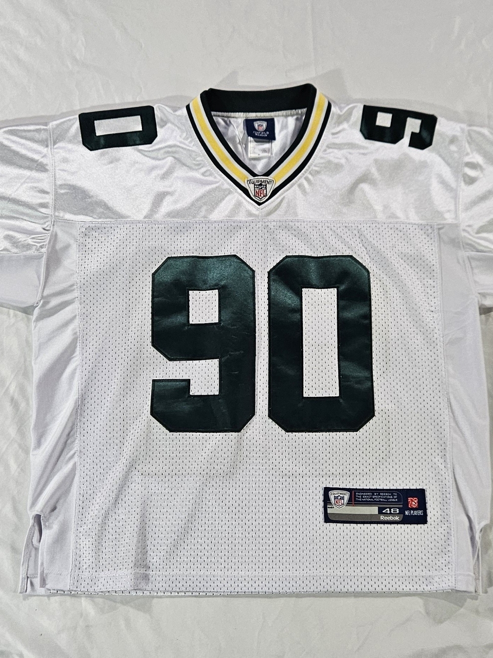 Vintage Reebok NFL Green Bay Packers BJ Raji 90 Stitched Jersey Size 48 XL White
